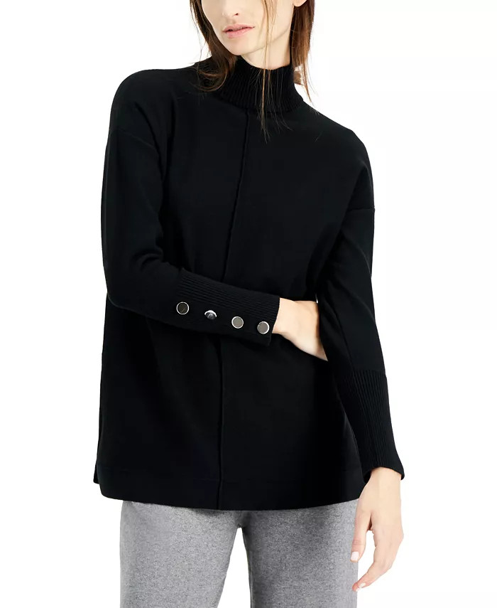 Anne Klein Button-Trim Mock-Neck Sweater & Reviews - Sweaters - Women - Macy's | Macys (US)