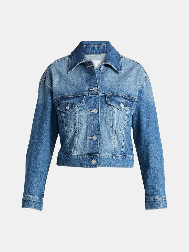 Time and Tru Women’s Cropped Denim Jacket, Sizes XS-3XL | Walmart (US)