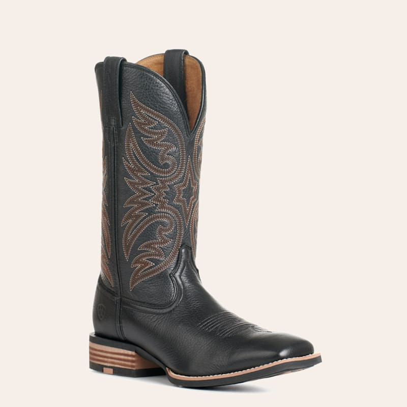 Ariat Men's Ricochet Black Carbon SMARTLITE Wide Square Toe Cowboy Boots | Cavender's