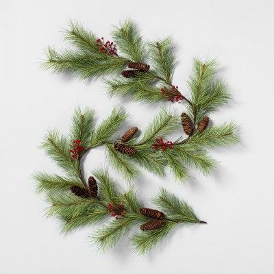 72" Faux Pine Garland with Red Berries - Hearth & Hand™ with Magnolia | Target