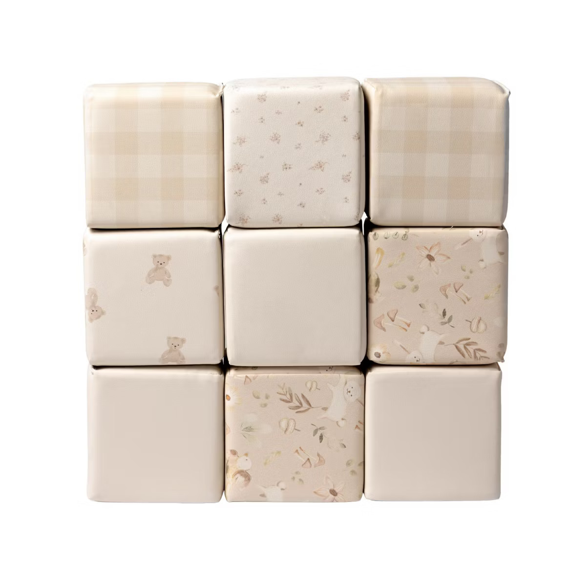 KIDKII 9 Piece Set Mini Builder Cubes Soft Foam Stackable Toddler Blocks, Beige | Target