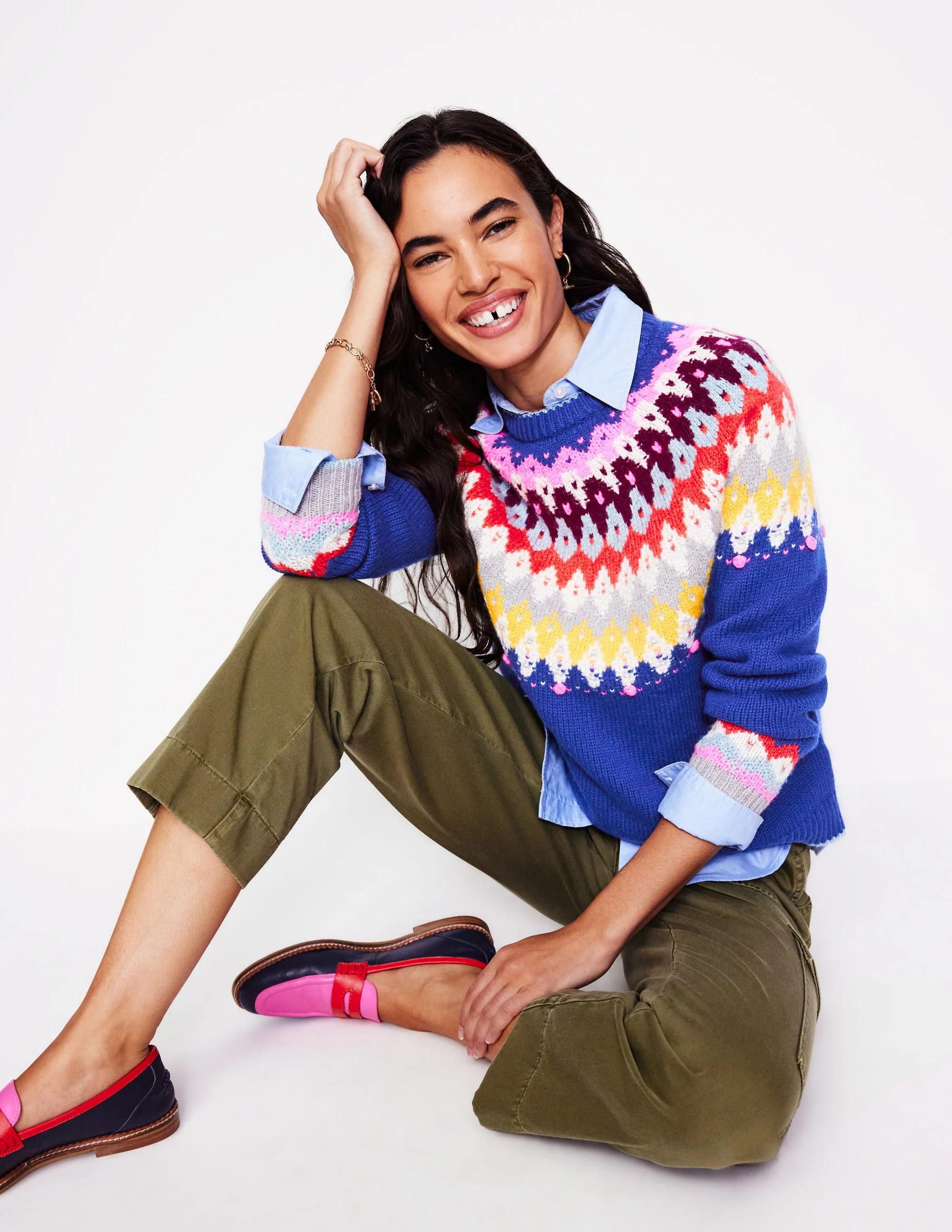 Eleanor Fair Isle Sweater-Sapphire Blue Fair Isle | Boden (US)