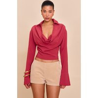 Blush Rose Chiffon Cowl Neck Blouse | PrettyLittleThing US