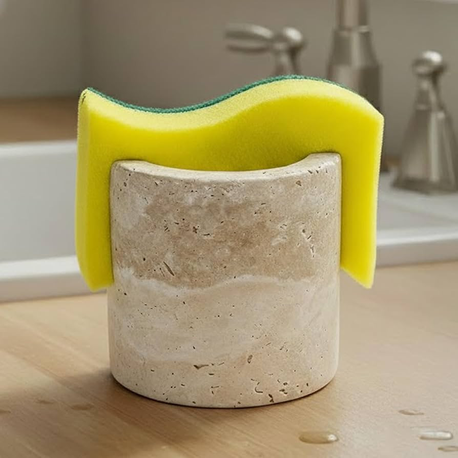 Travertine Sponge Holder for Kitchen Sink - Housewarming Gifts New Home, Marble Stone Caddy, Uniq... | Amazon (US)