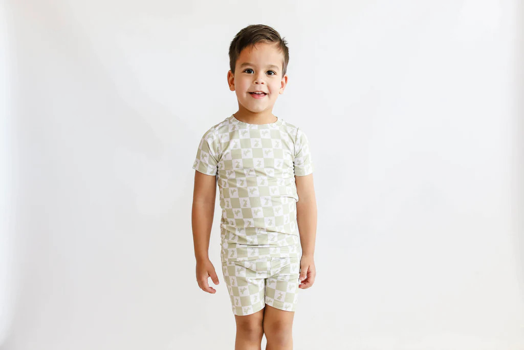 HIPPITY SAGE CHECKERS DREAM SHORT SET | Dream Big Little Co.