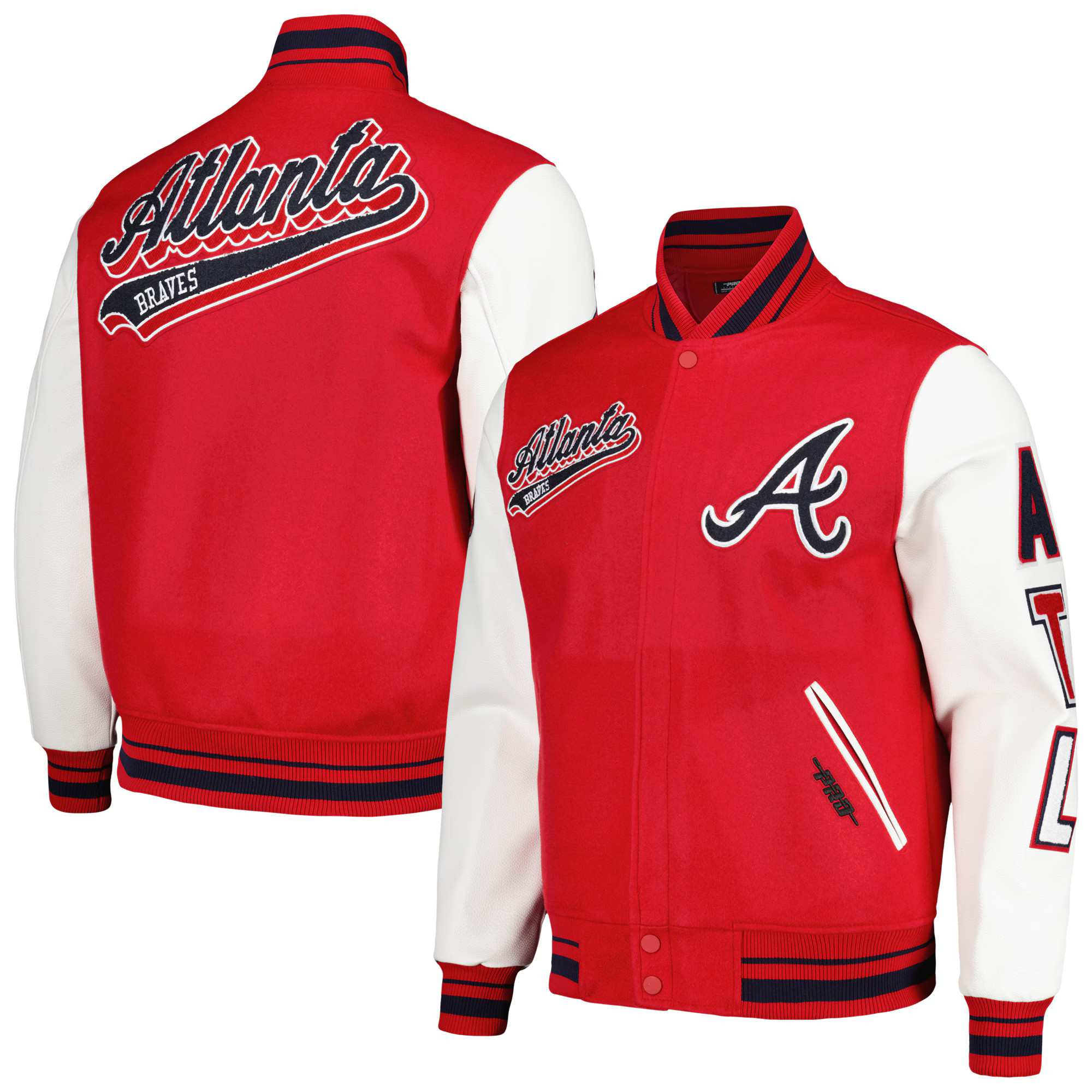 Atlanta Braves Pro Standard Script Tail Wool Full-Zip Varity Jacket - Red | Fanatics