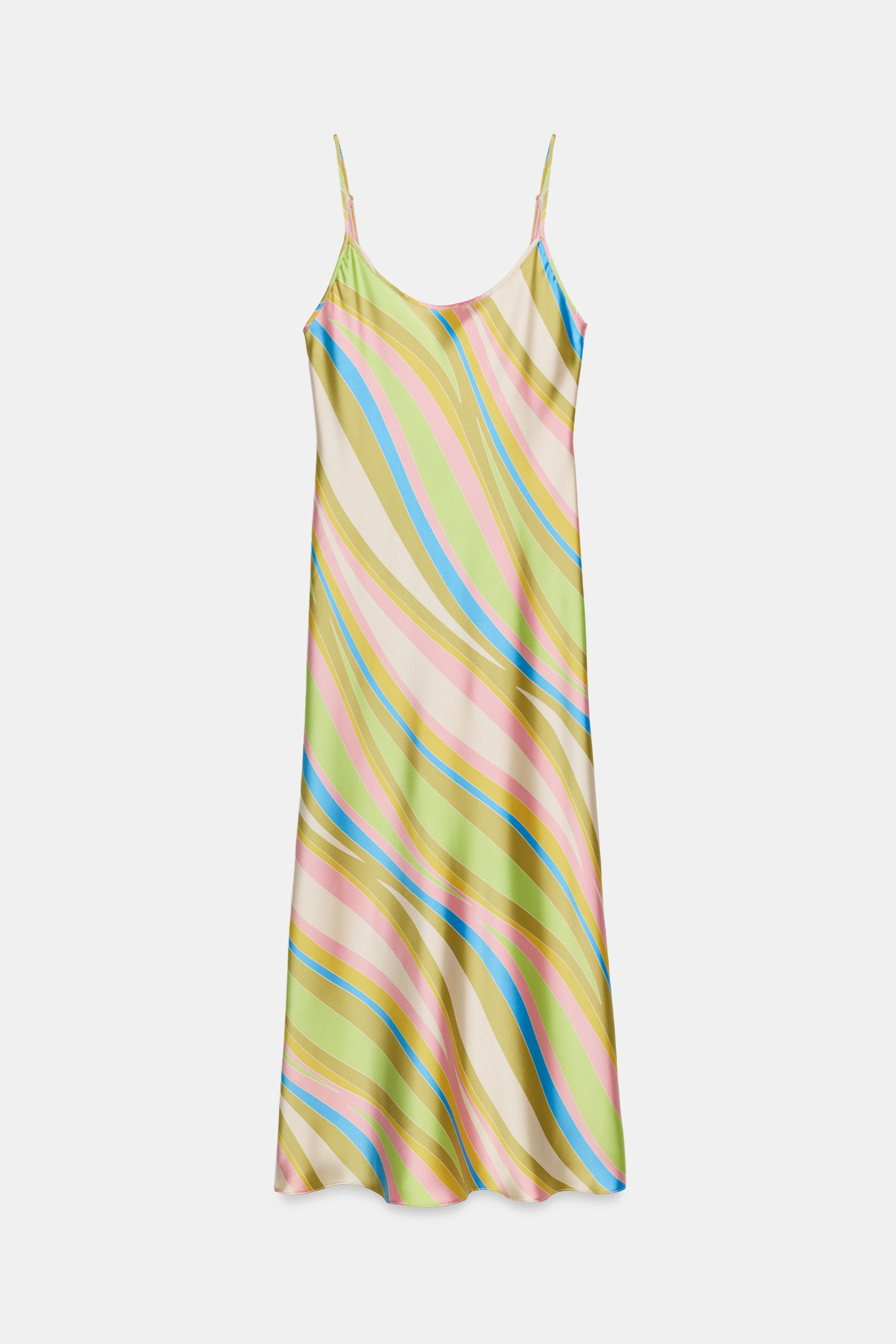 PRINTED SATIN MIDI DRESS | Zara UK