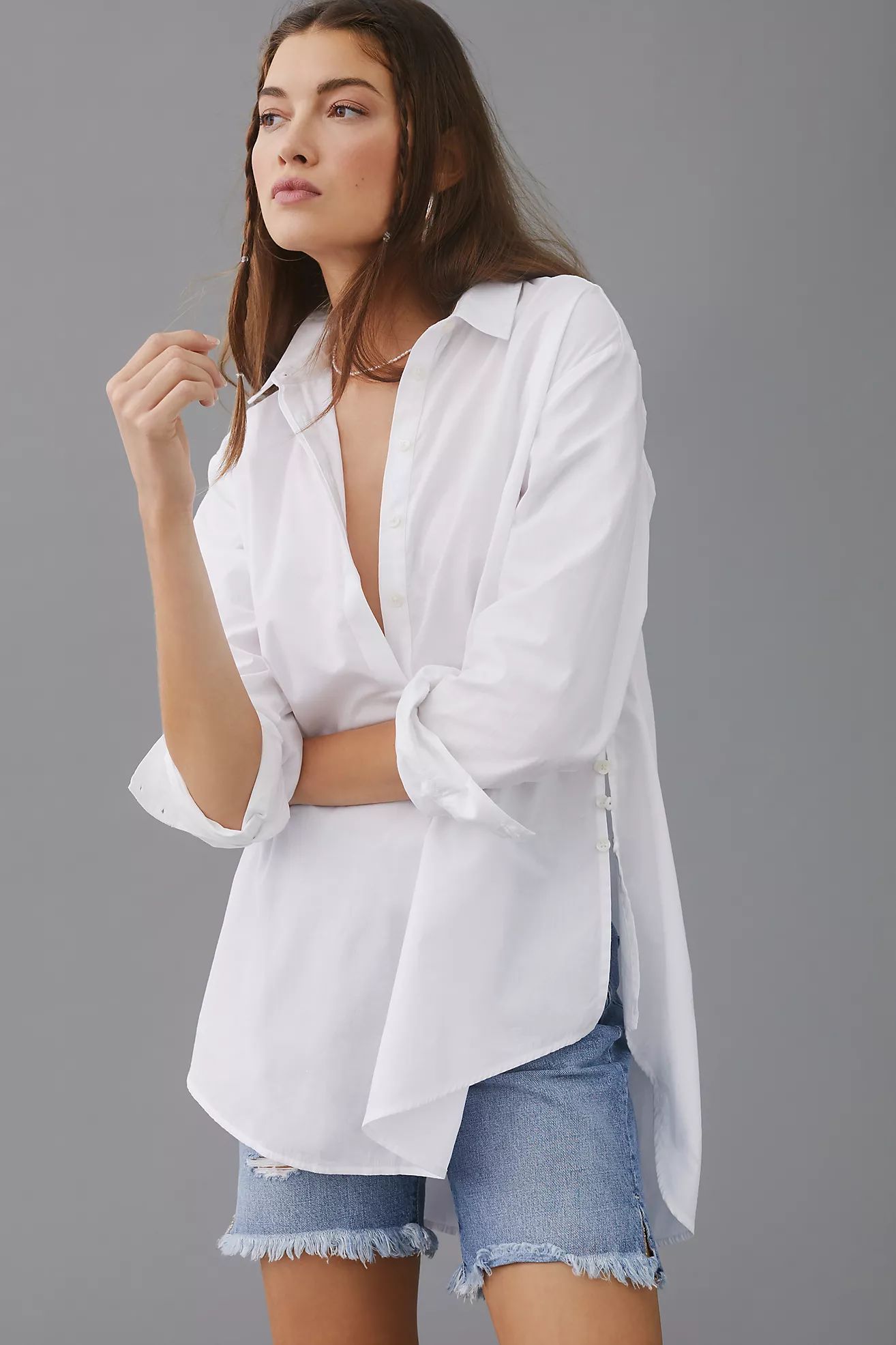 By Anthropologie Side-Button Tunic Blouse | Anthropologie (US)