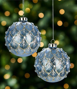 Southern Living Merry and Bright Collection Glitter & Rhinestone Glass Ball Ornament, Set of 2 | ... | Dillard's