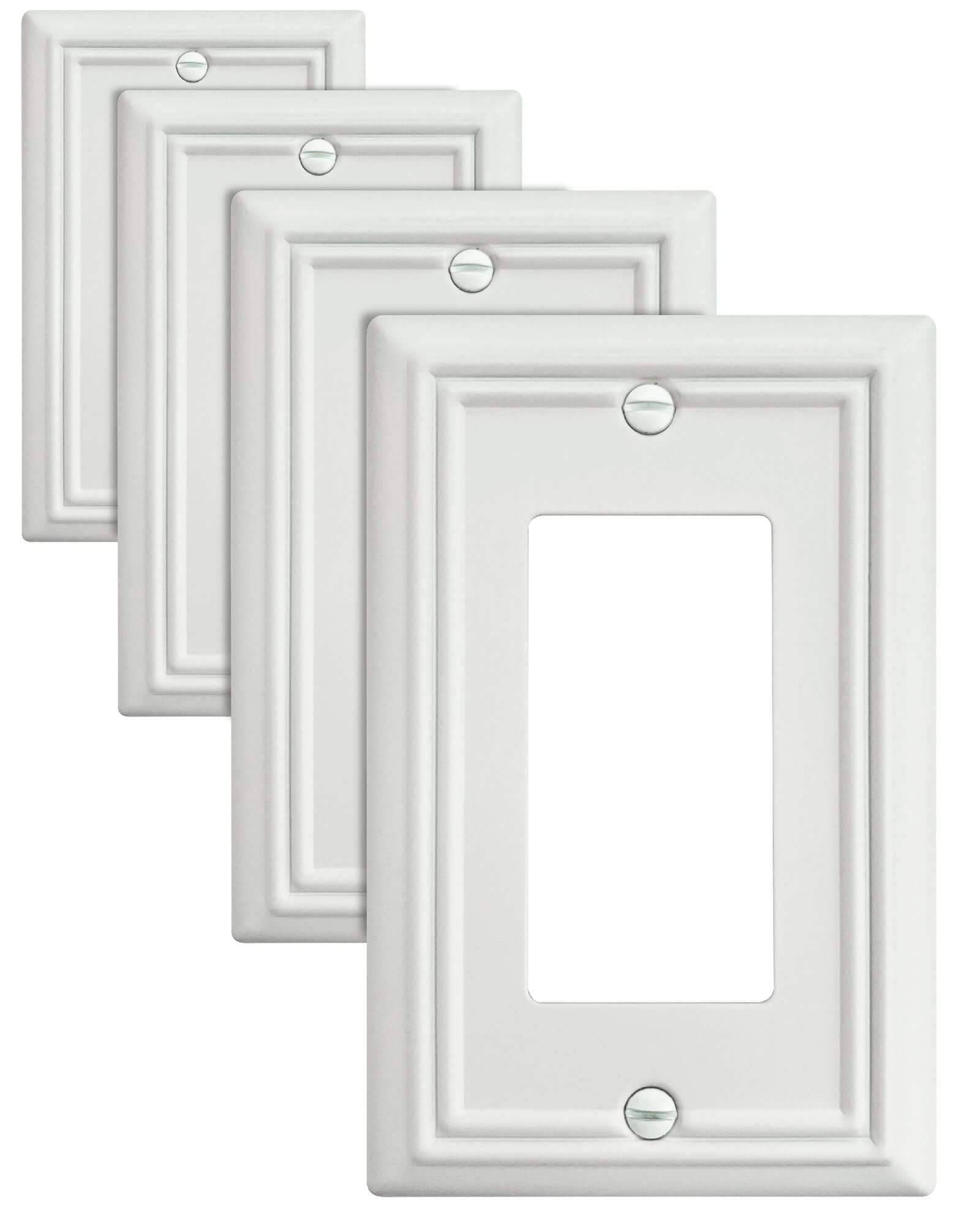 4-Pack Decorator Wall Plates for Receptacle, GFCI Outlet, Dimmer Switch, Metal Electrical Outlet ... | Amazon (US)