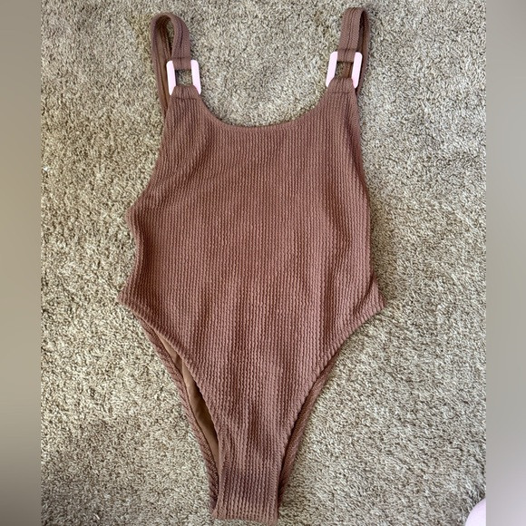 Aerie Textured Brown One Piece Swimsuit | Poshmark