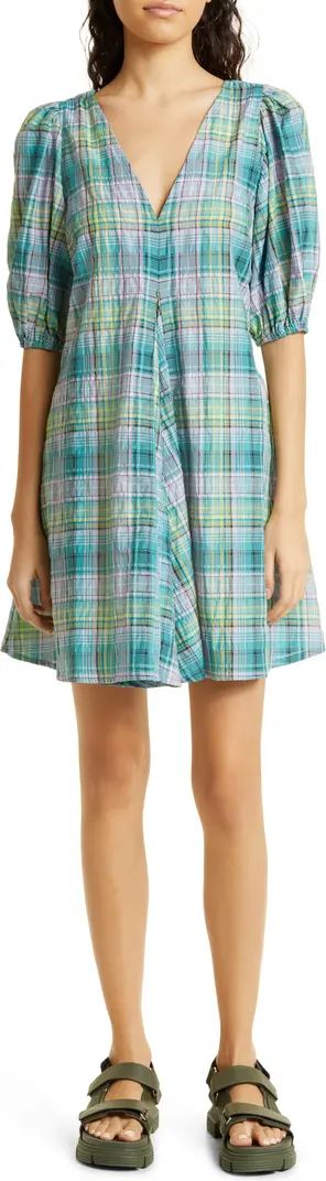 Plaid Check Organic Cotton Blend Seersucker Dress | Nordstrom