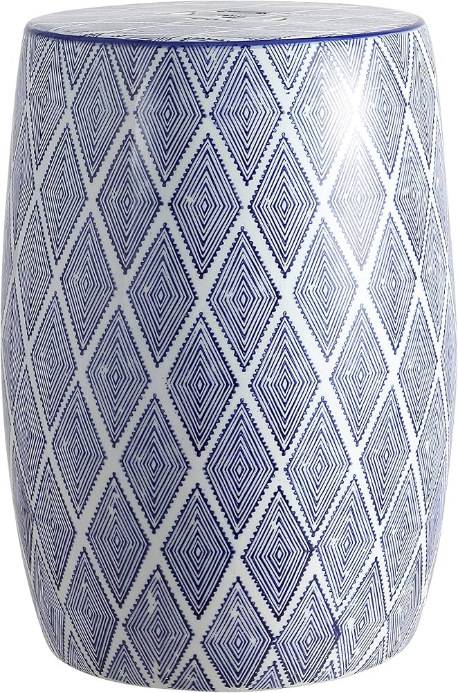 JONATHAN Y TBL1019A Moroccan Diamonds 18" Ceramic Drum Indoor/Outdoor Garden Stool, Coastal, Cont... | Amazon (US)