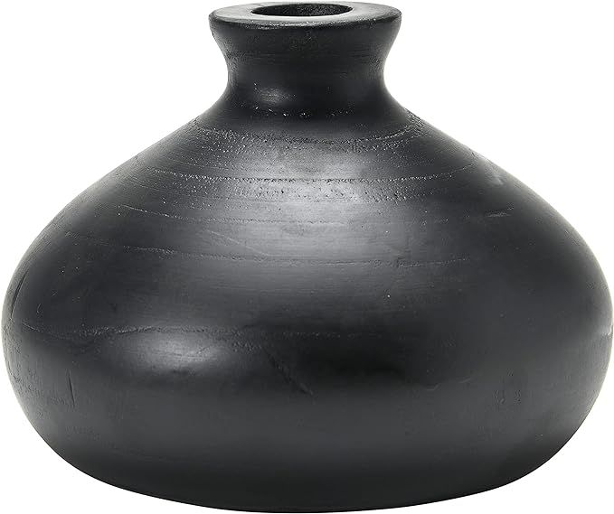 Creative Co-Op Paulownia Wood, Black & White Vase, Black | Amazon (US)
