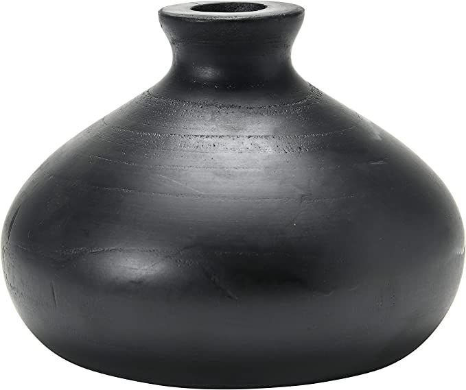 Creative Co-Op Paulownia Wood, Black & White Vase, Black | Amazon (US)