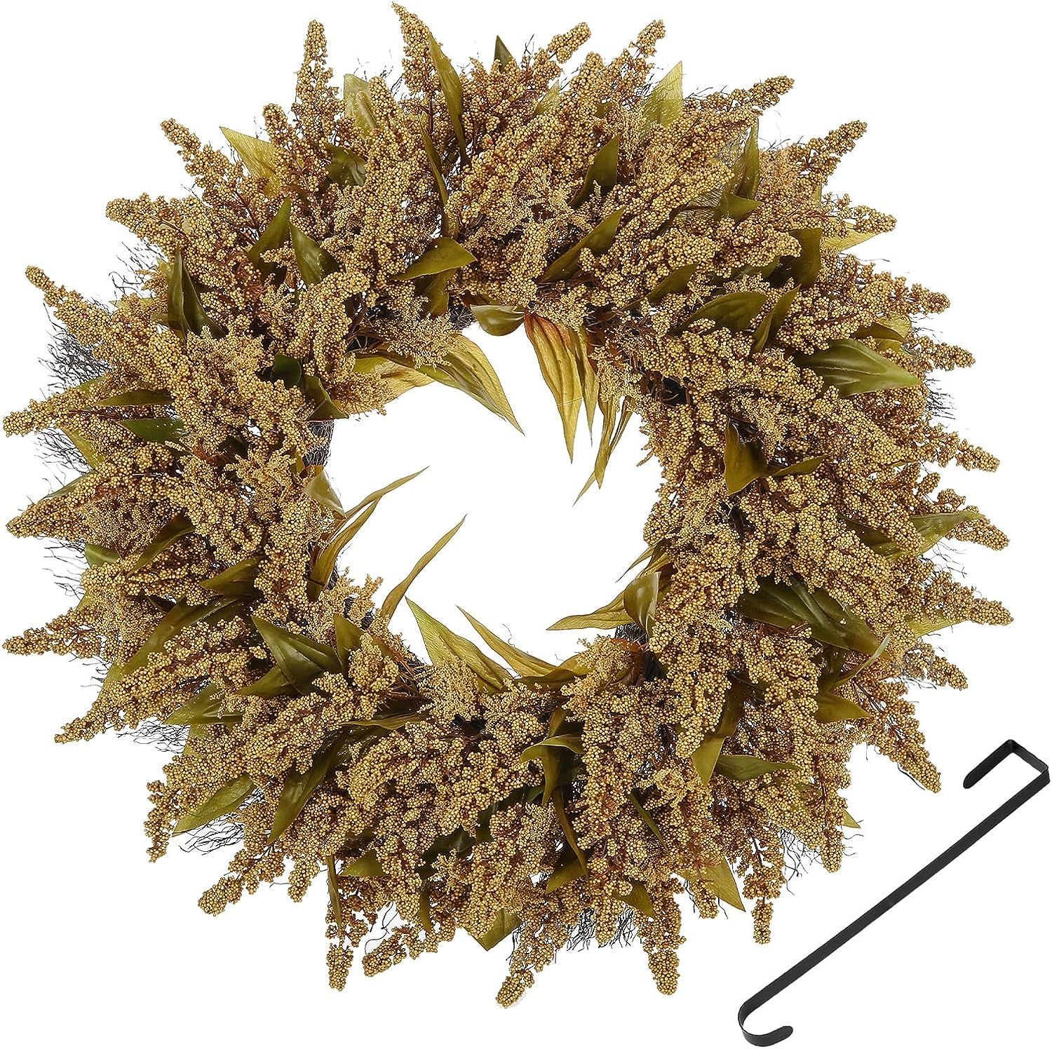 Huadanbor Fall Wreath, 24" Wreaths,Artificial Heather Berry Wreaths for Front Door, Used for Than... | Amazon (US)