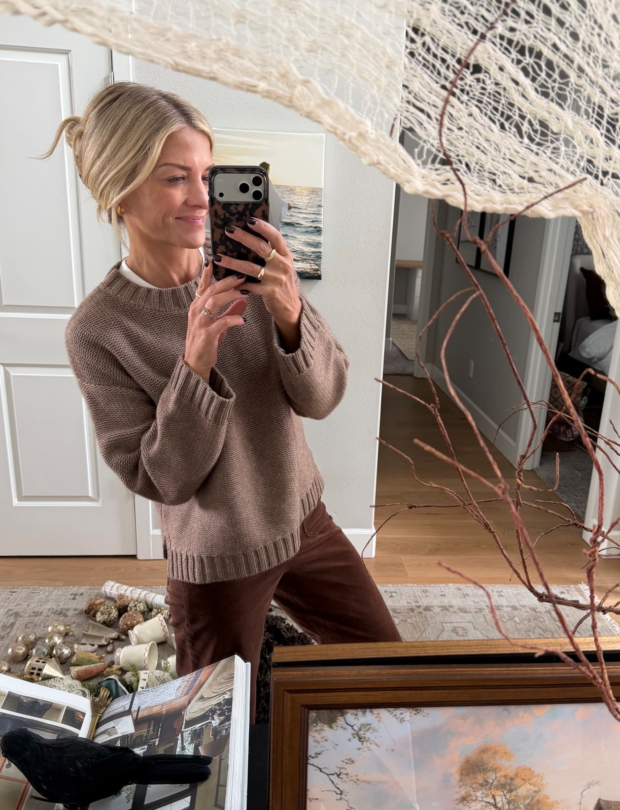 Love the tonal brown look. And the most luxurious sweater I think I’ve ever owned. Wearing my true size small. Normal 25 in the pants.

#LTKHome #LTKStyleTip #LTKOver40