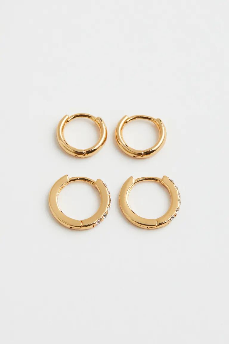 2 pairs gold-plated earrings | H&M (UK, MY, IN, SG, PH, TW, HK)