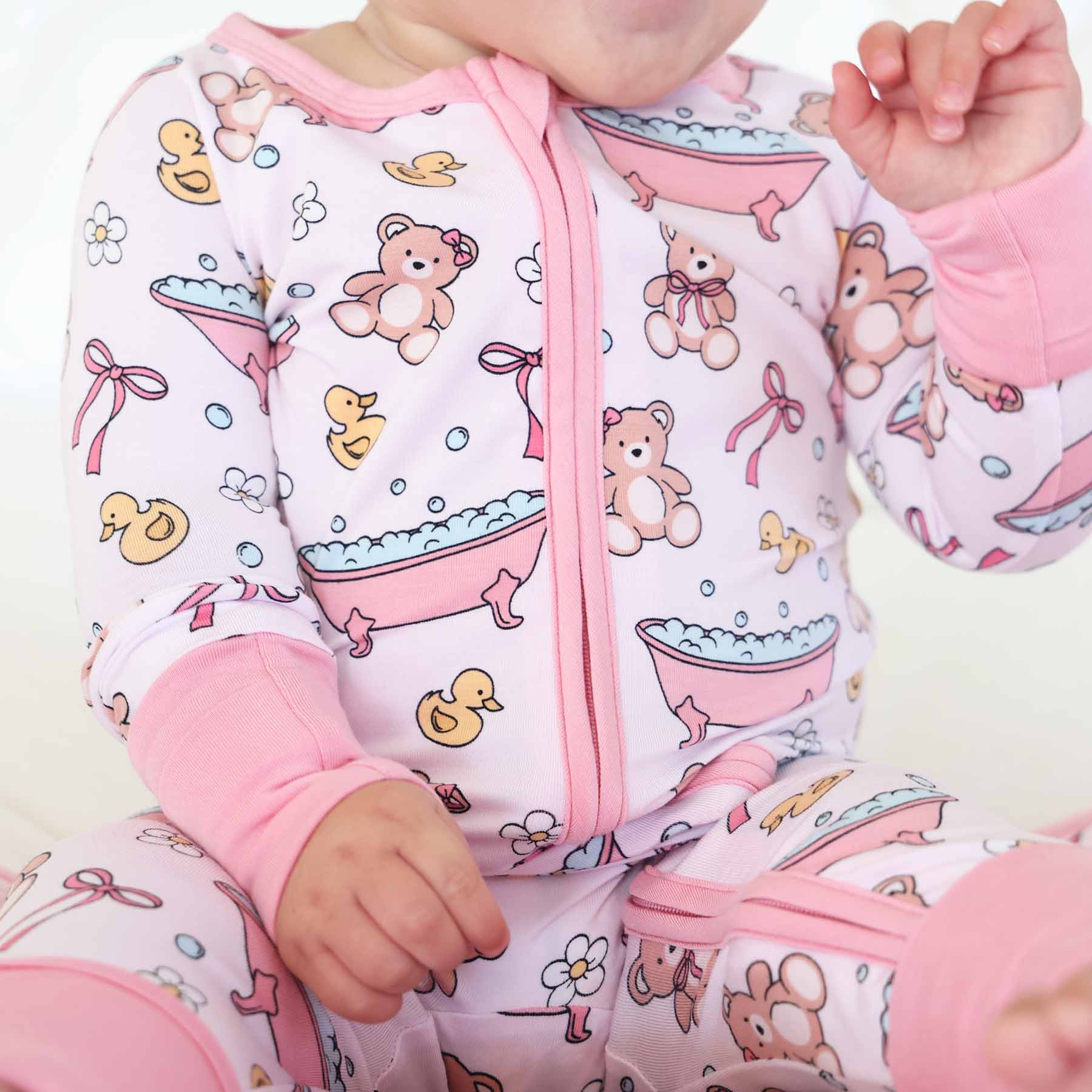 Bathtime Besties Convertible Zip Romper | Pink | Caden Lane