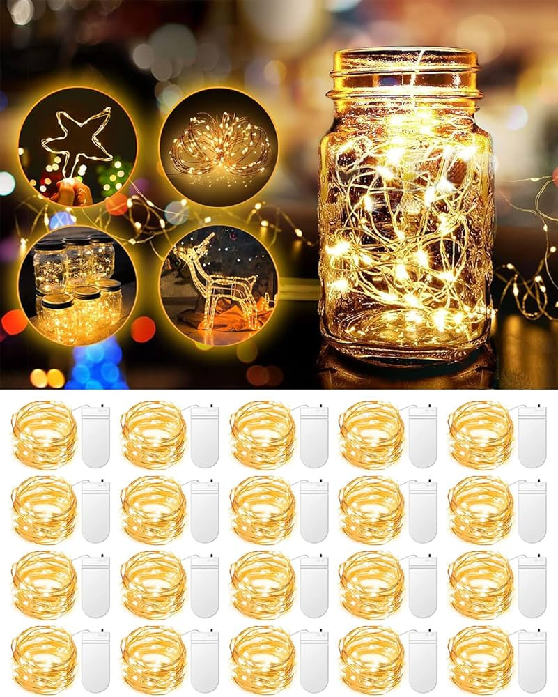 20 Pack Fairy Lights Battery Operated, 3.3ft 20 LED Mini String Lights Twinkle Lights Copper Wire... | Amazon (US)