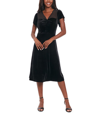 London Times Women's Velvet & Mesh Dress - Macy's | Macy's