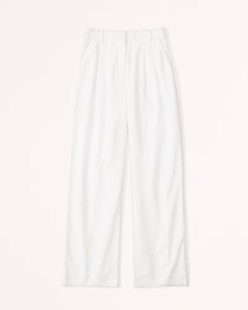 Women's Linen-Blend Tailored Wide Leg Pant | Women's Bottoms | Abercrombie.com | Abercrombie & Fitch (US)
