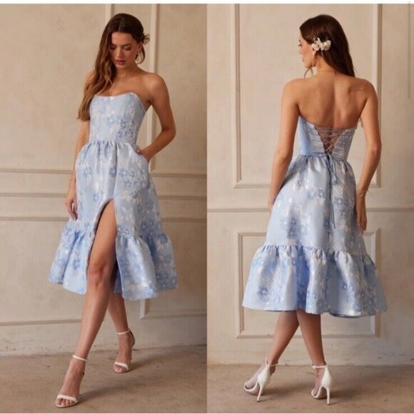 V. Chapman Virginia Strapless Gown Chambray Blue Baroque | Poshmark