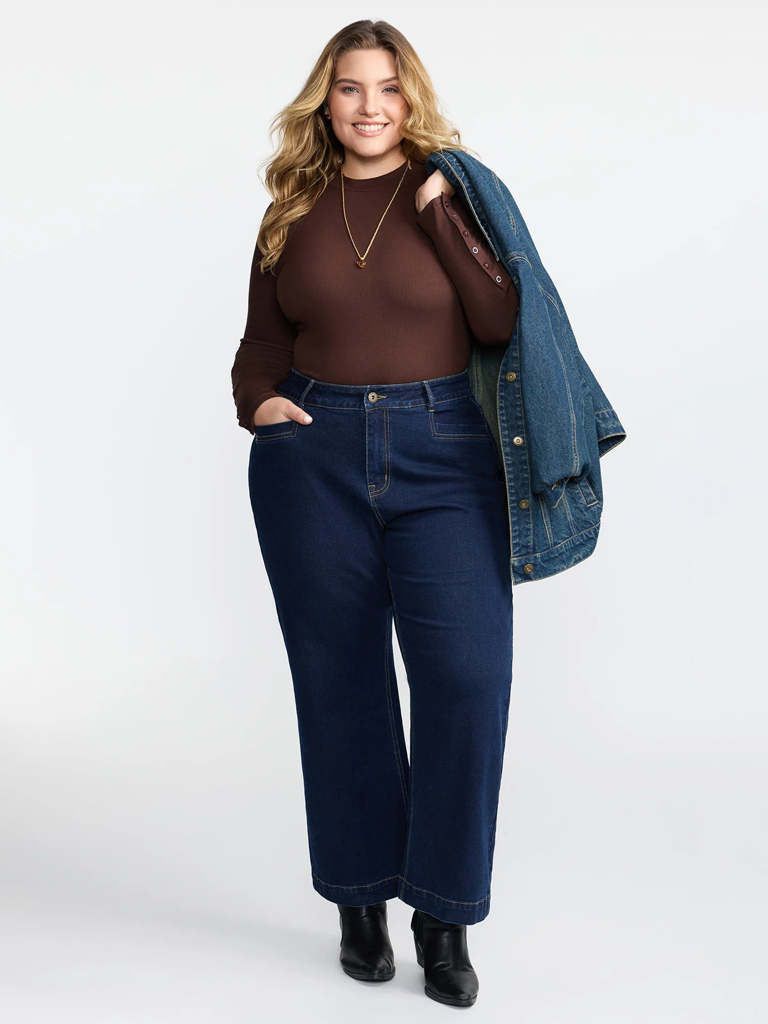 Stretchy Wide-Leg Pocket Jeans | Bloomchic