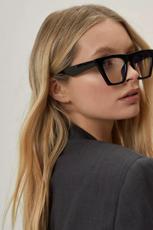 Square Cat Eye Blue Light Lens Glasses | Nasty Gal (US)