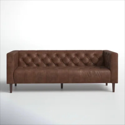 Top-Grain Leather Chesterfield Sofa, 84 Inches