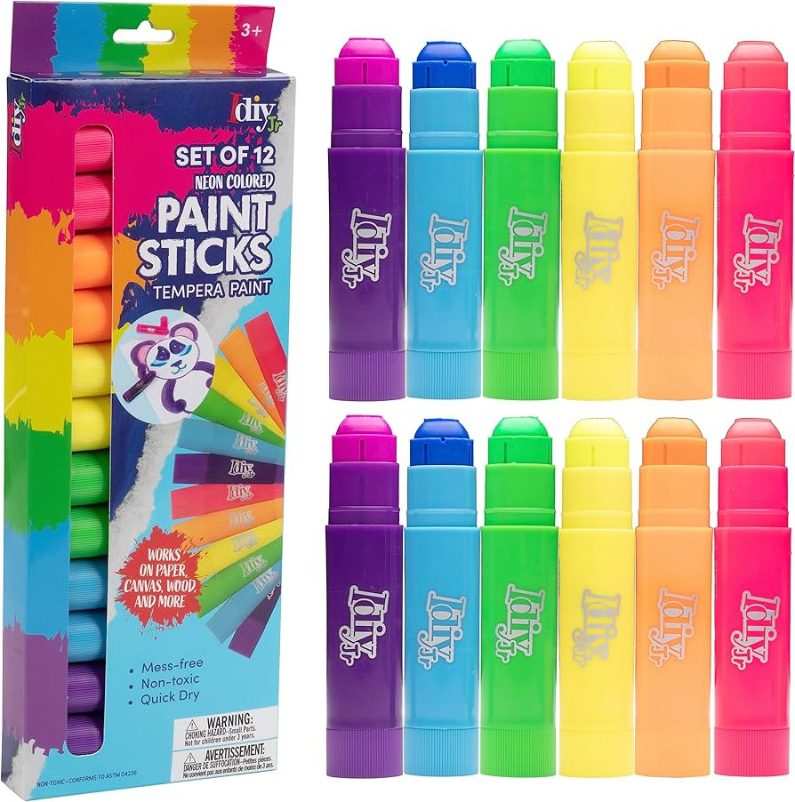 Tempera Paint Sticks 12 Pack– Bright Colors for Kids & Adults, Mess Free Washable Paint, Quick ... | Amazon (US)