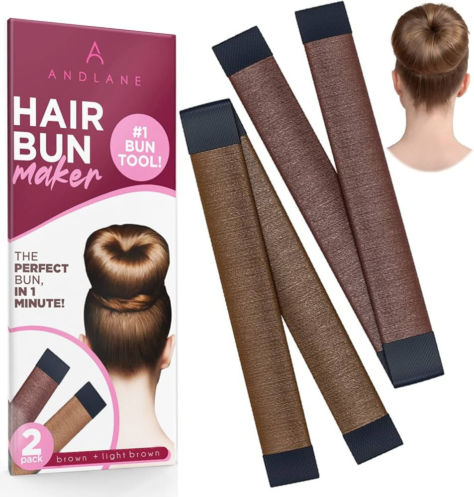 Women's Hair Bun Maker French Twist Hair Fold Wrap Snap by Andlane (1 Brown, 1 Light Brown) | Amazon (US)