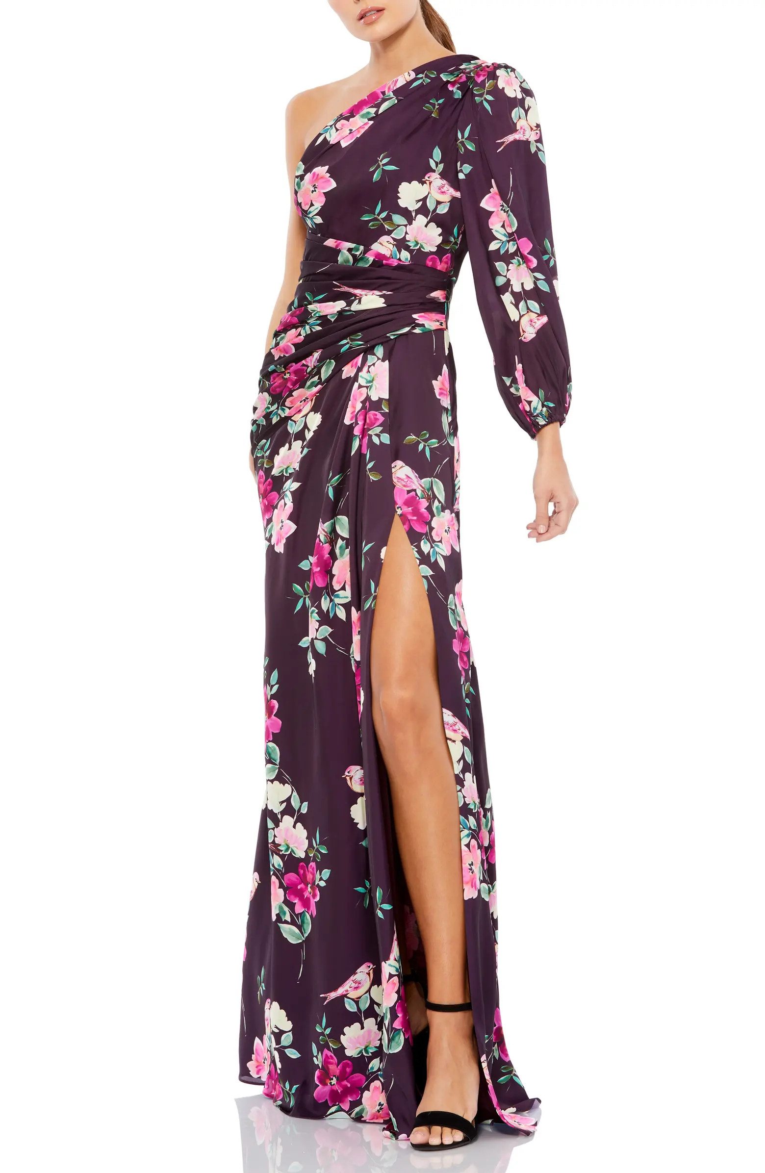Floral One-Shoulder Gown | Nordstrom