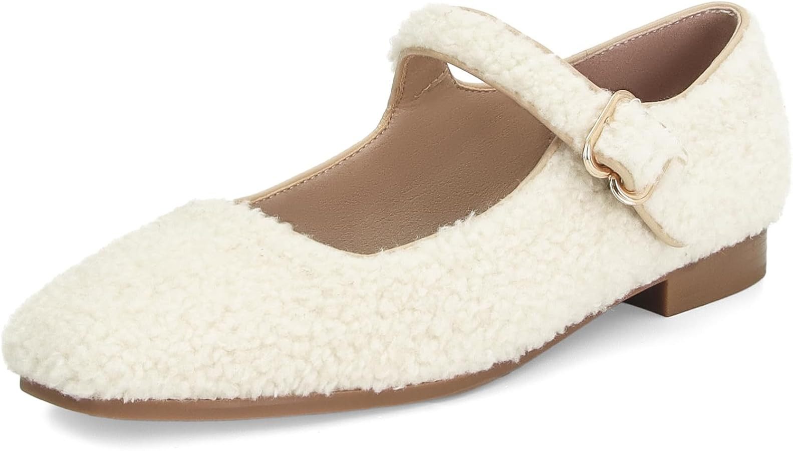 Rhinestone Mary Jane Flats for Women Sparkly Ballet Flats with Buckle Strap Square Toe Embellishe... | Amazon (US)