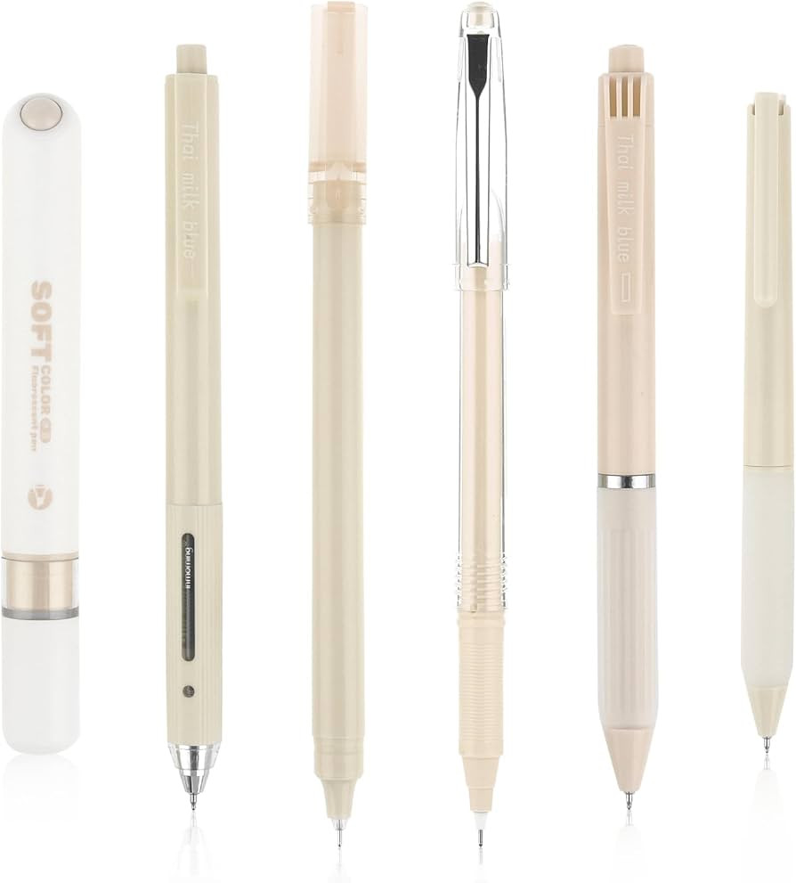 6 PCS Aesthetic Ballpoint Pens with Highlighter, 0.5mm Retractable Gel Ink Pens Cute Ball Point P... | Amazon (US)