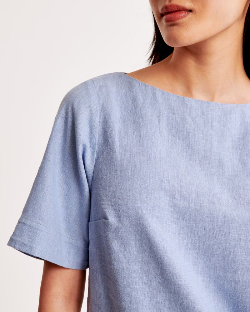 Women's Linen-Blend T-Shirt Dress | Women's | Abercrombie.com | Abercrombie & Fitch (US)