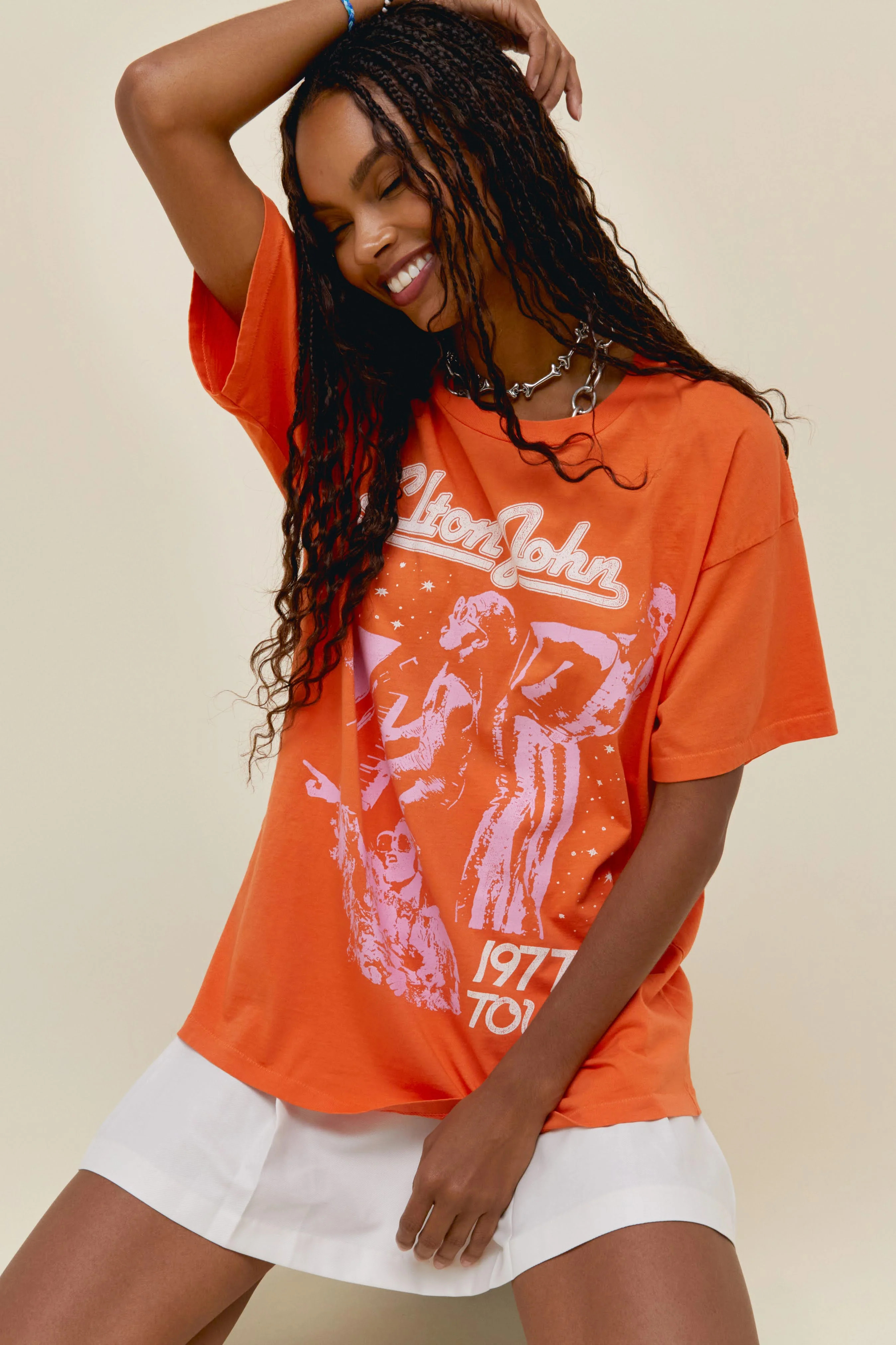 Elton John 1977 Tour Merch Tee in Tiger Lily | Daydreamer