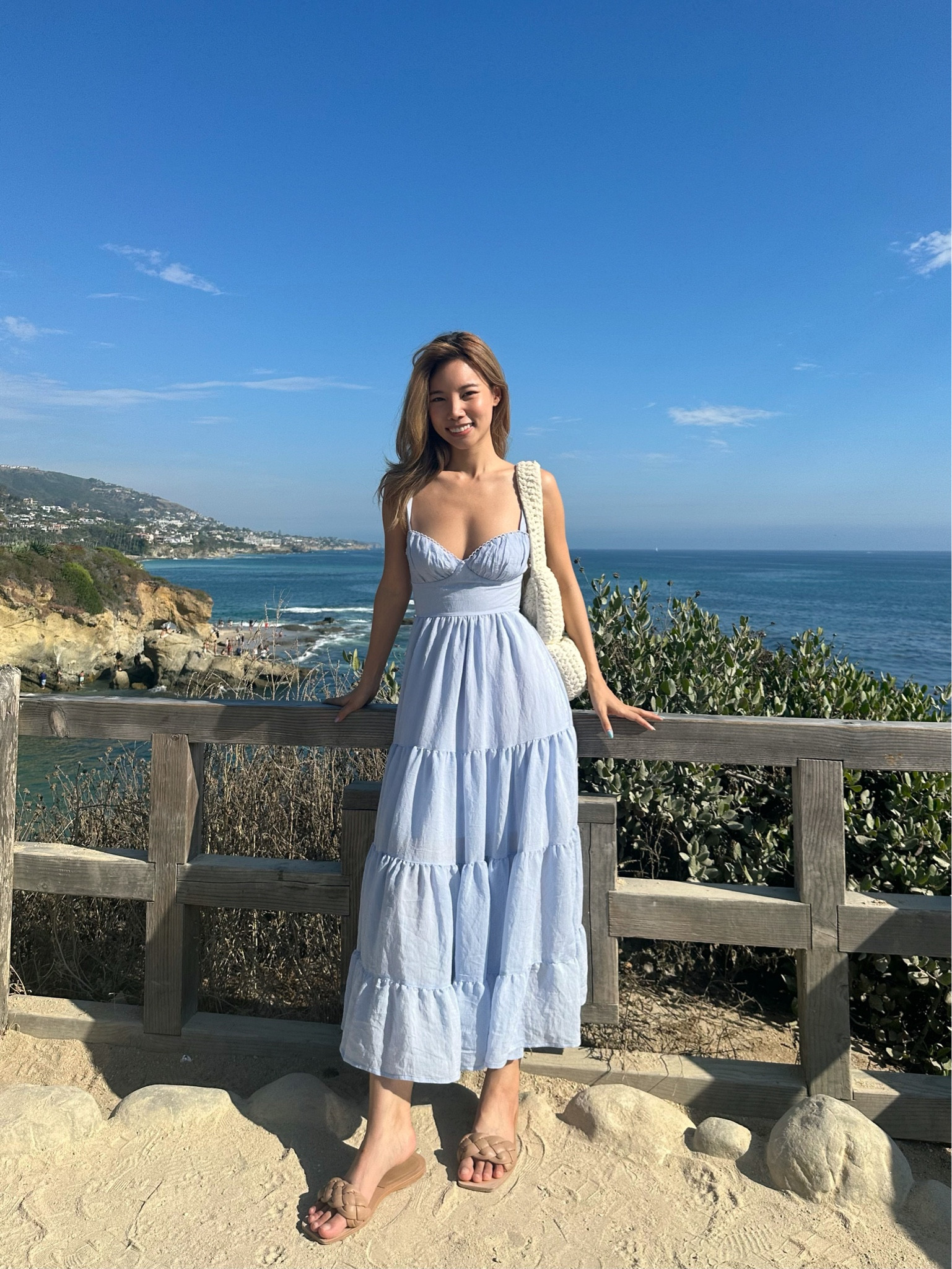 freshly brewed midi dress blue June Smocked Midi Dress — Chiffon Midi in Blue