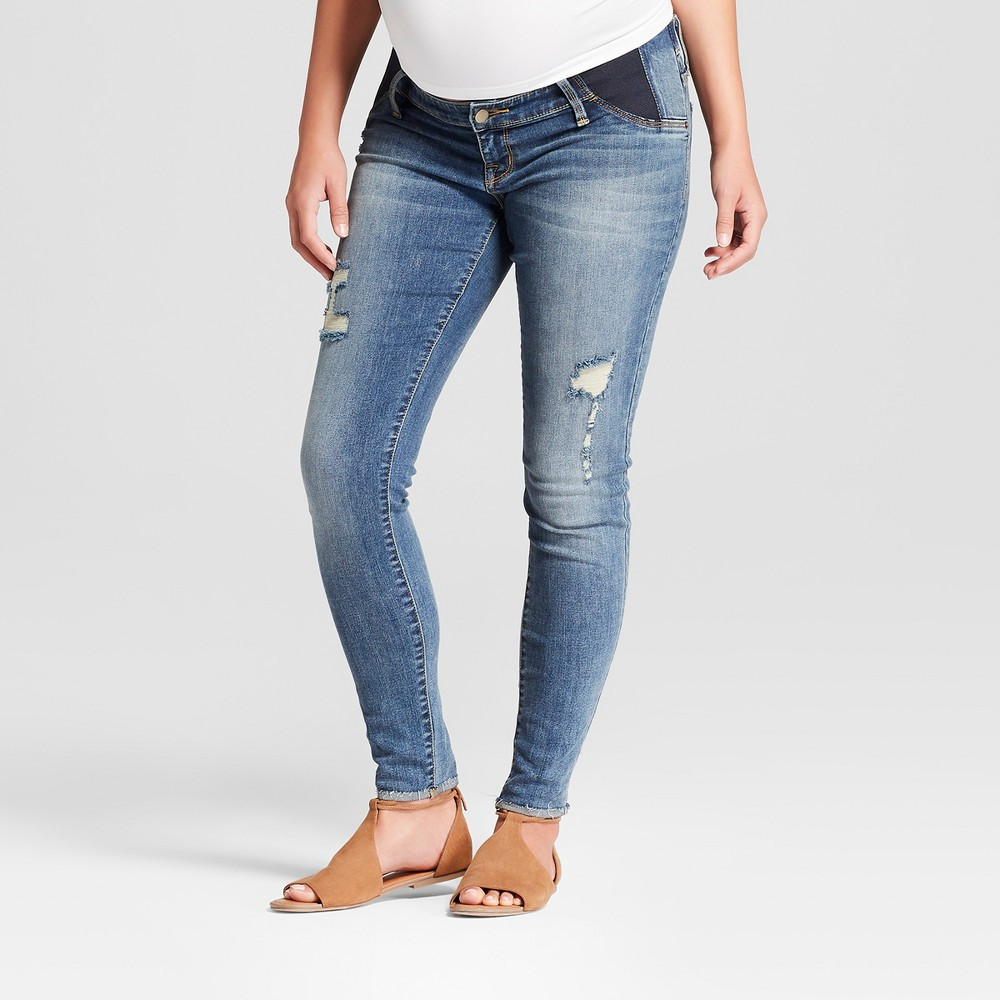 Maternity Inset Panel Distressed Skinny Jeans - Isabel Maternity by Ingrid & Isabel? Medium Wash 12 | Target