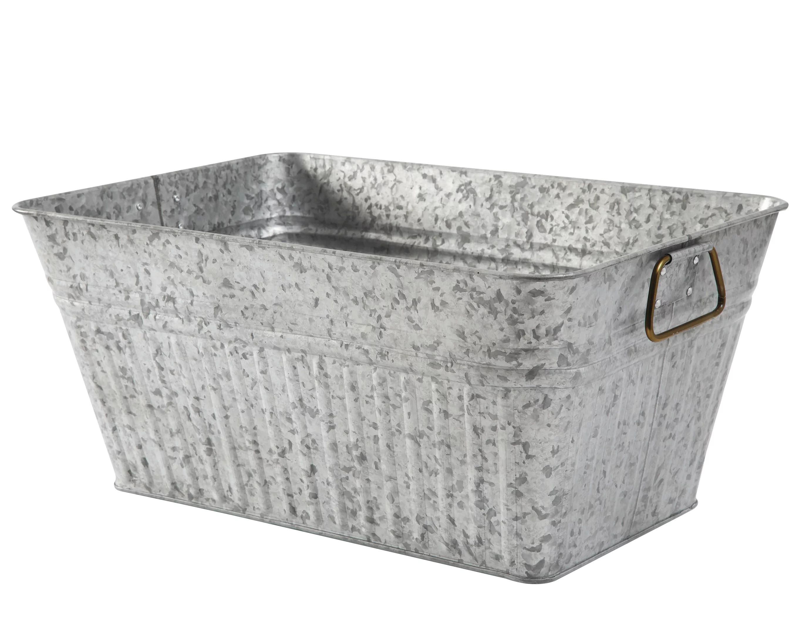 Better Homes & Gardens- Large Rectangle Galvanized Tub BH28-056-099-29, 22 in L x 15 in W x 10 in... | Walmart (US)