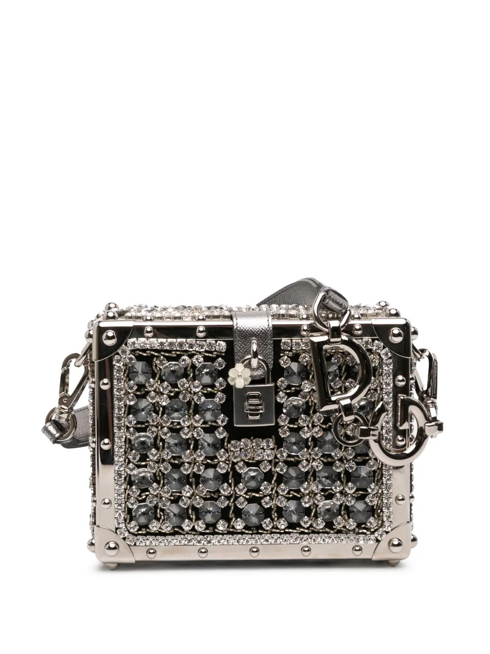 Dolce & Gabbana Pre-Owned 2010-2025 Rhinestone Embellished Jacquard Dolce Box Bag shoulder bag - Black | Farfetch Global