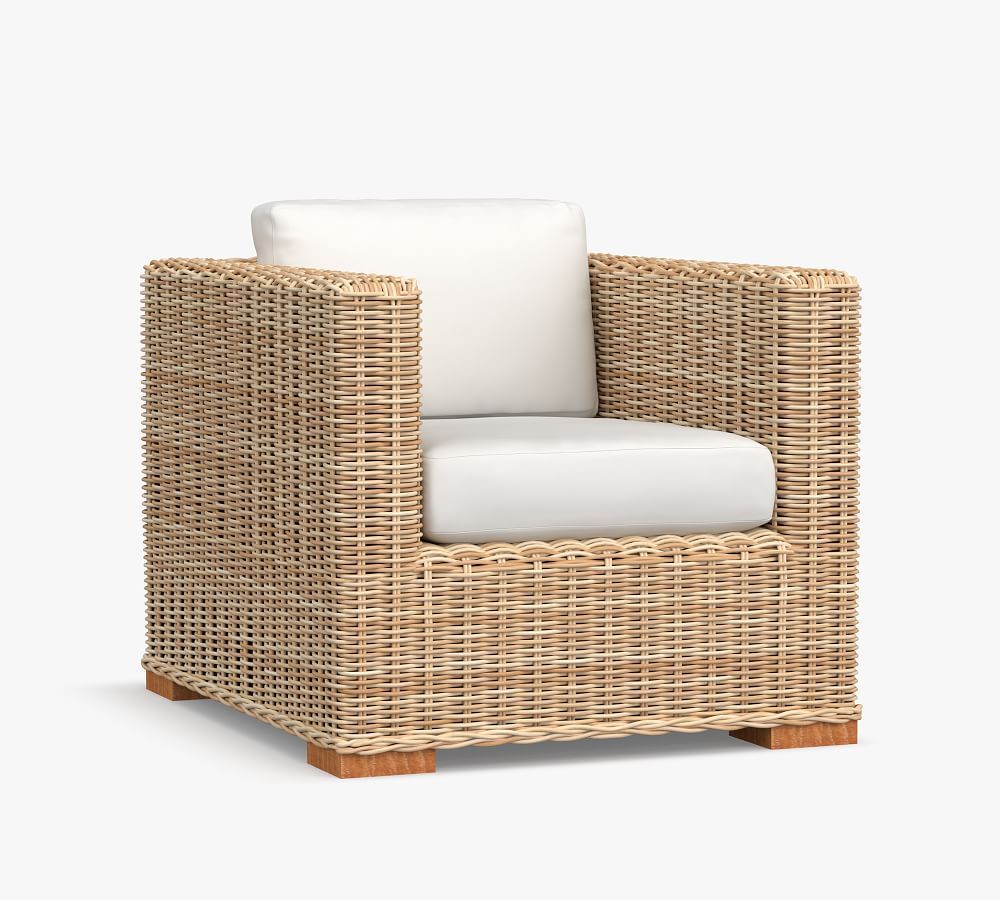 Huntington All-Weather Wicker Square Arm Lounge Chair | Pottery Barn (US)