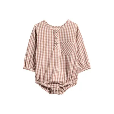 Pehr Gingham Check Long Sleeve Organic Cotton Bodysuit in Yellow at Nordstrom, Size 6-12M | Nordstrom