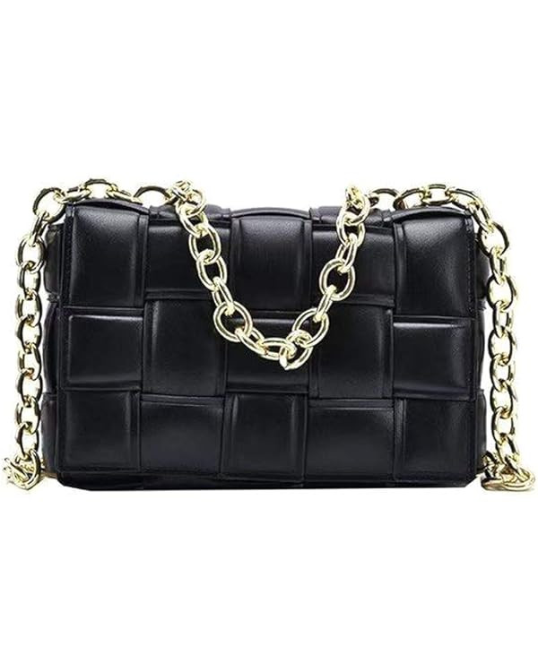 Luckywe Woven Crossbody Handbag Purse for Women, Cassette Padded Crossbody Messenger Square Bag(b... | Amazon (US)