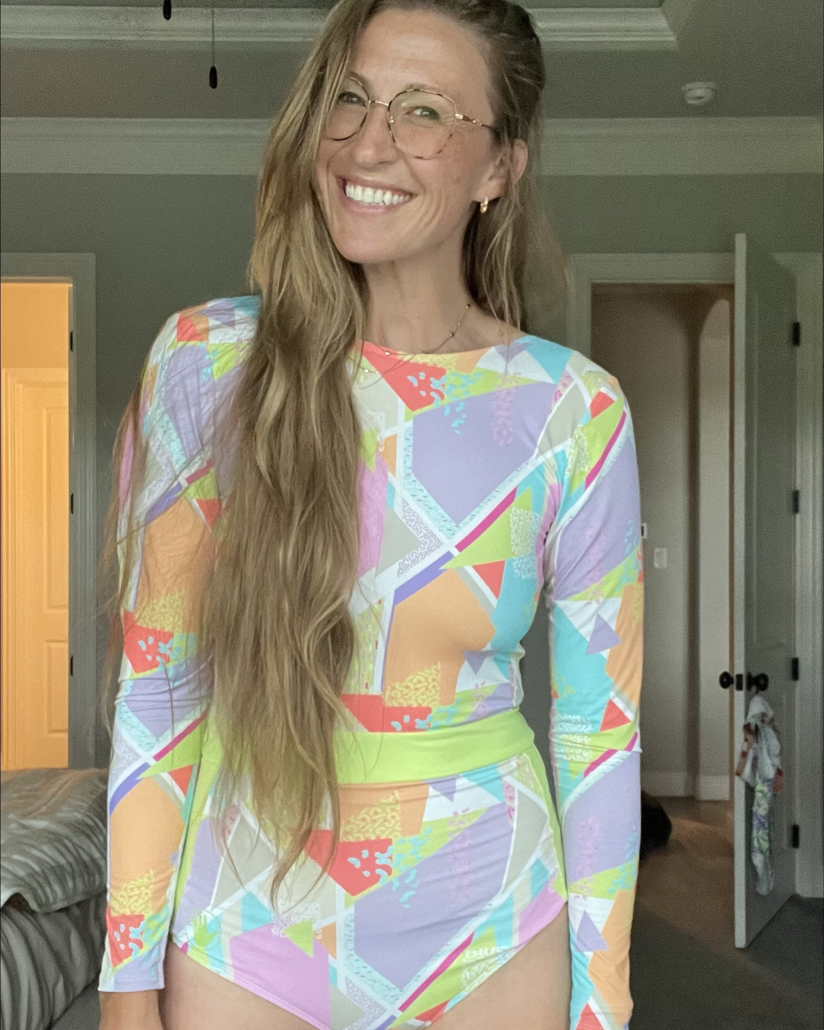 Love these long sleeved Body Glove swimsuits!! The open back makes these super comfortable for us tall girls. Size reference: I’m 5’10”, 163lbs, sz 6/8/M. I bought a large in these for length!

#LTKSwim