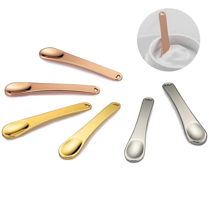 Tekson 6 Pieces Metal Cosmetic Skincare Spatula, Mini Mask facial Reusable Scoop, Makeup Beauty S... | Amazon (US)