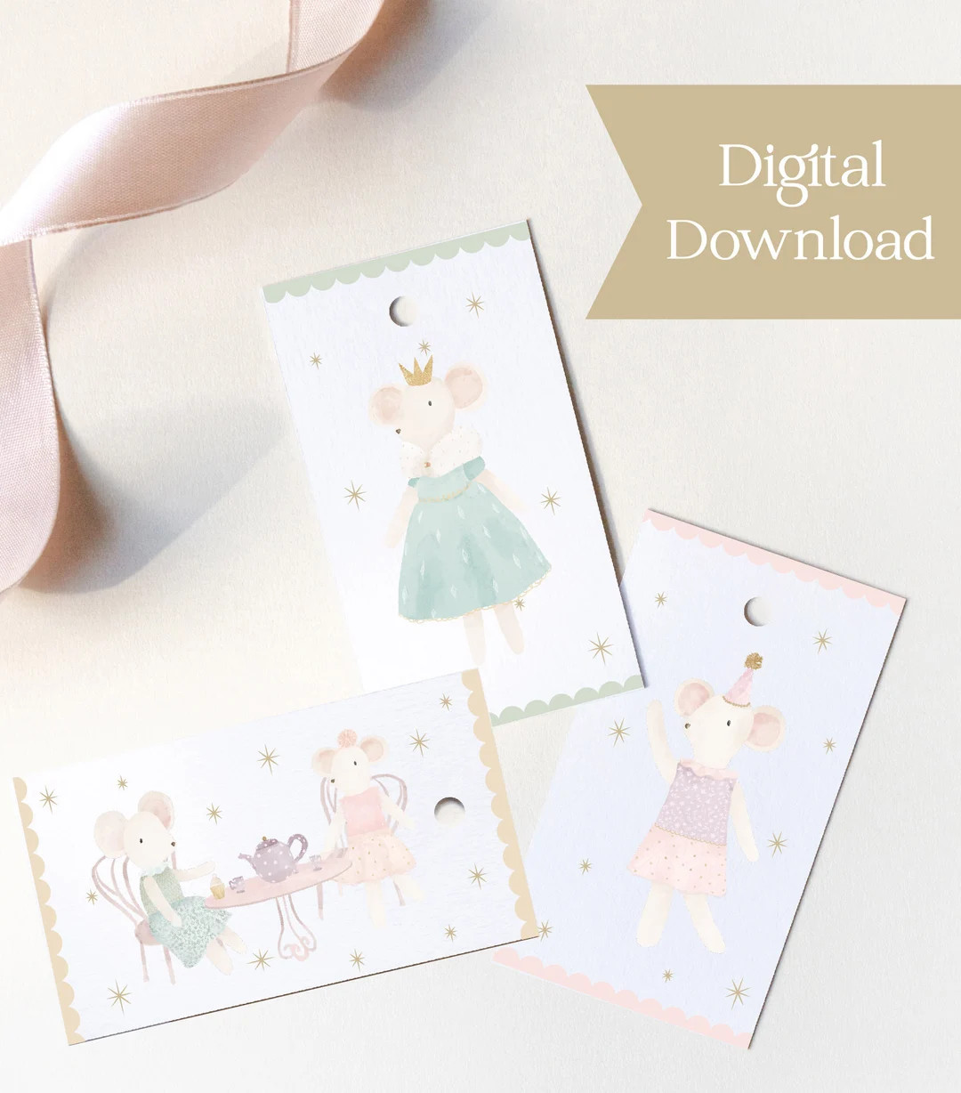 Royal Mouse Party Gift Tags, Favour Tags (Digital Download) | Etsy (US)