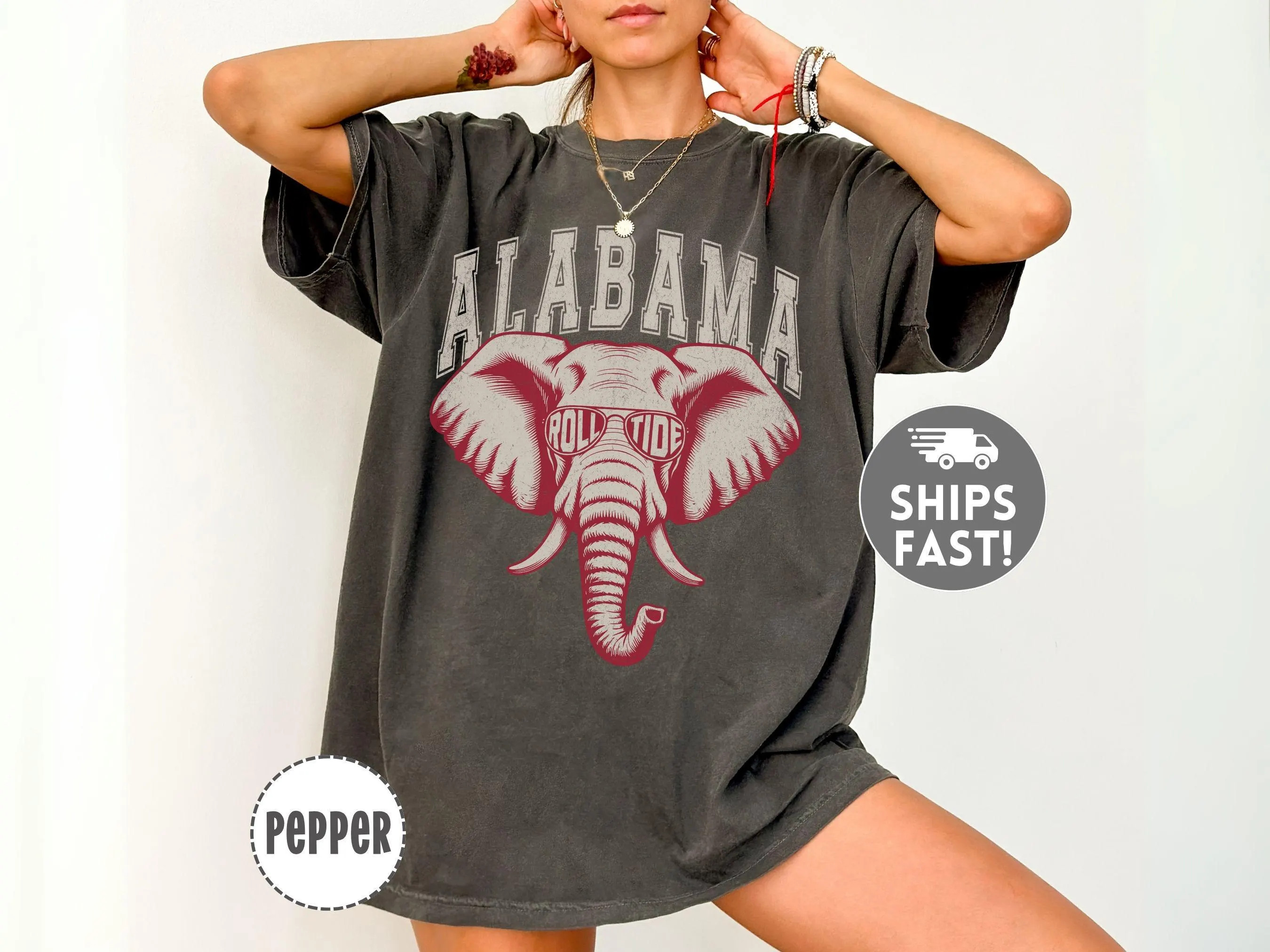 Alabama Football Shirt Comfort Colors Elephant Tee Vintage Washed Alabama Football Tshirt Oversized Game Day Sweatshirt Hoodie | Etsy (Global)