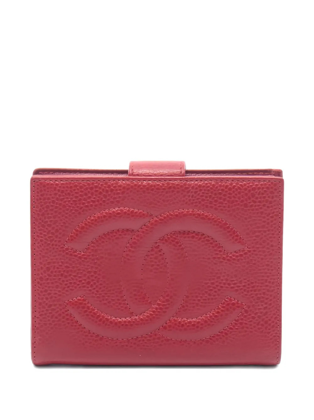 CHANEL Pre-Owned 1996-1997s Coco Mark bi-fold caviar skin wallet - Red | Farfetch Global