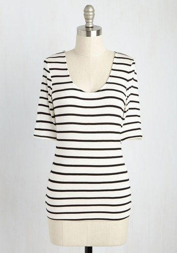Inside Scoop Striped Top in Black White | ModCloth (US)
